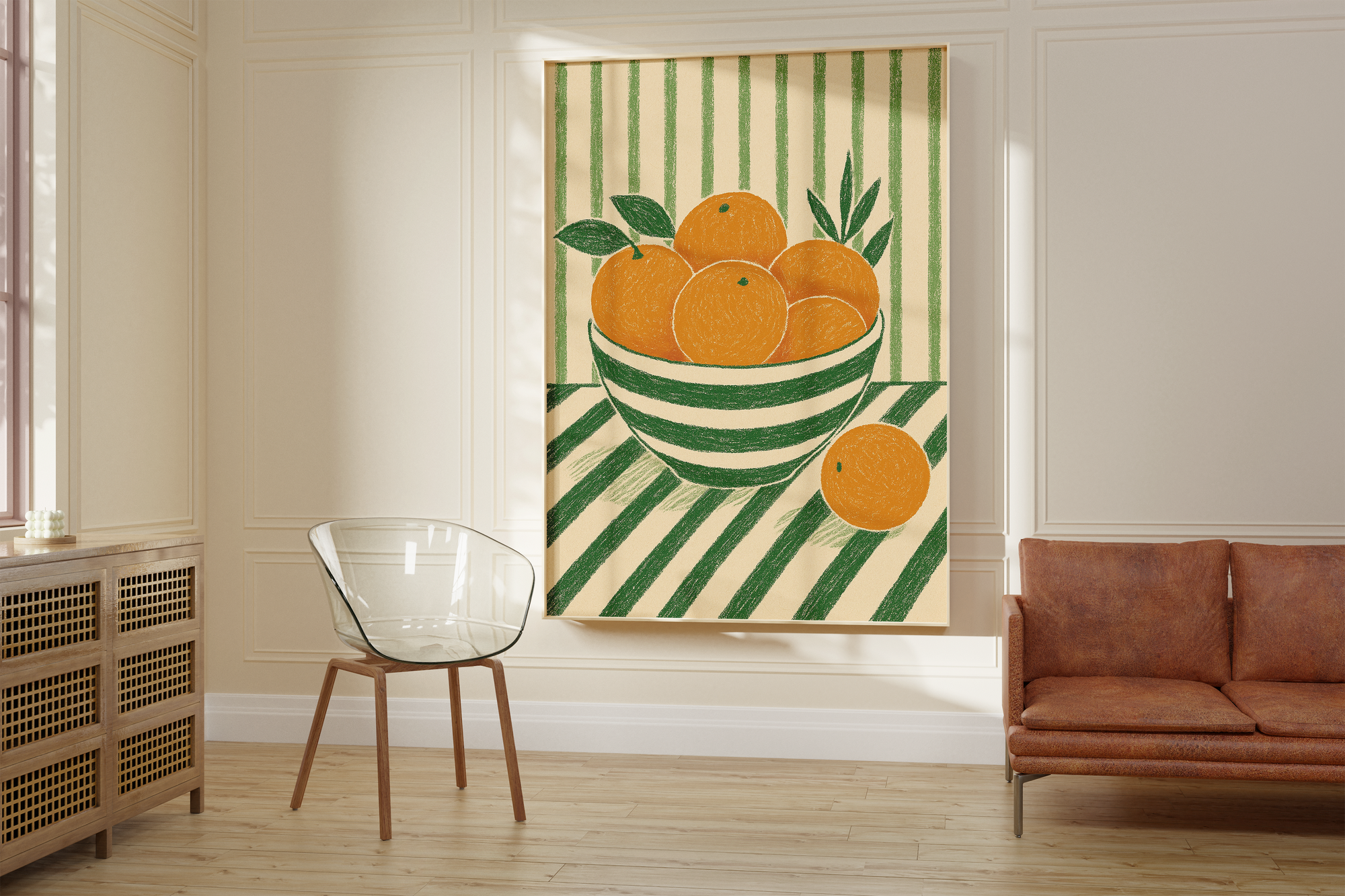 Striped Bowl Oranges Print