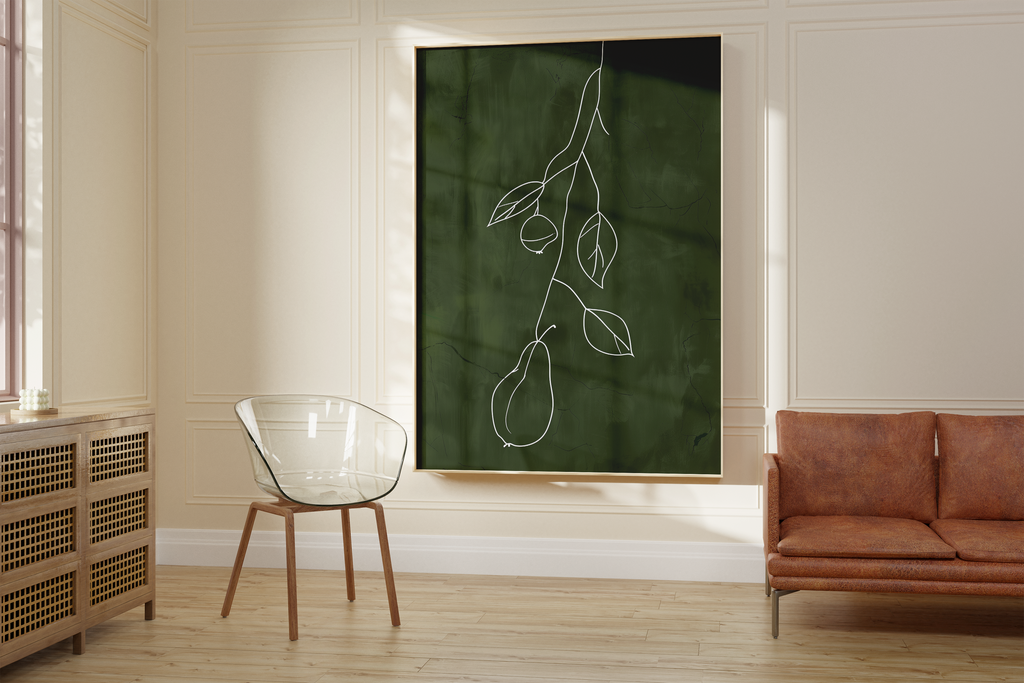 Minimalist Green Fruit Line Print