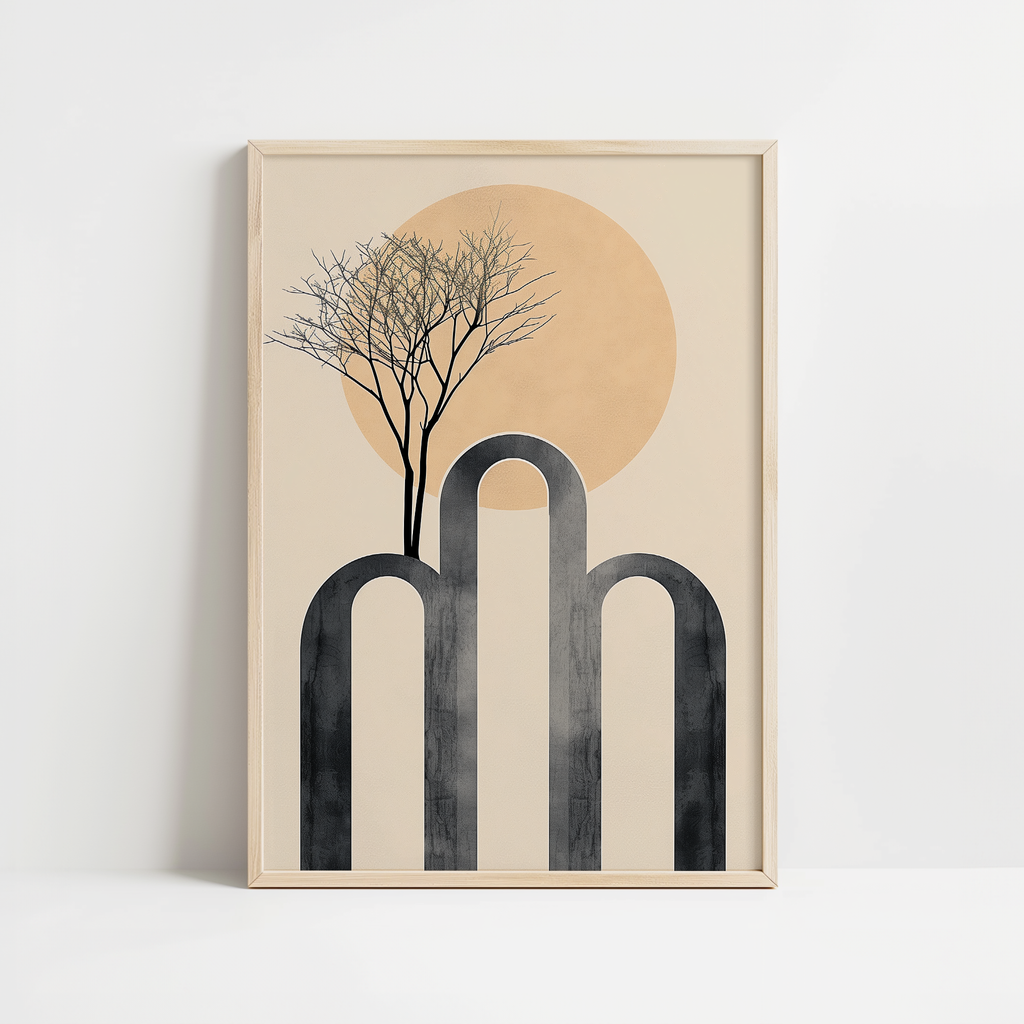 Arch & Sun Tree Silhouette Print