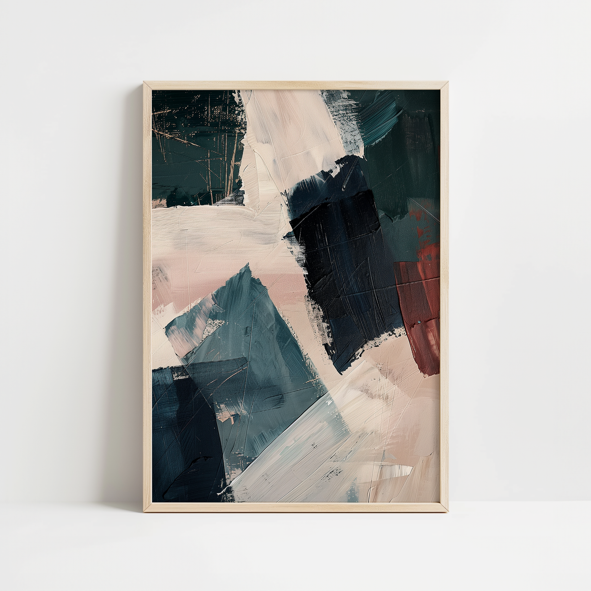 Deep Blue Burgundy Composition Print