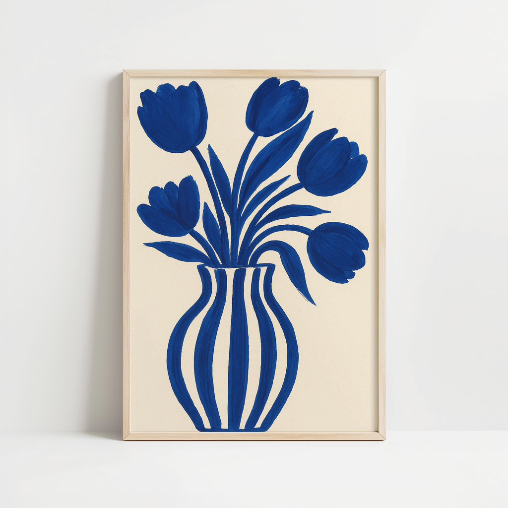 Minimalist Blue Flowers Print