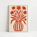 Minimalist Red Flowers Print