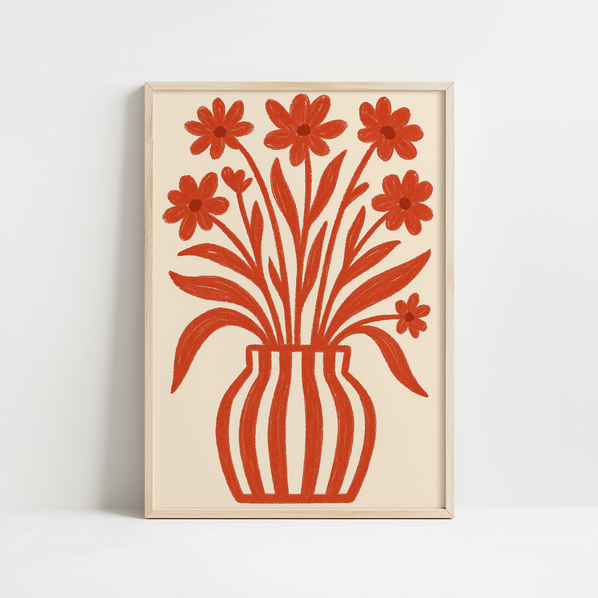 Minimalist Red Flowers Print