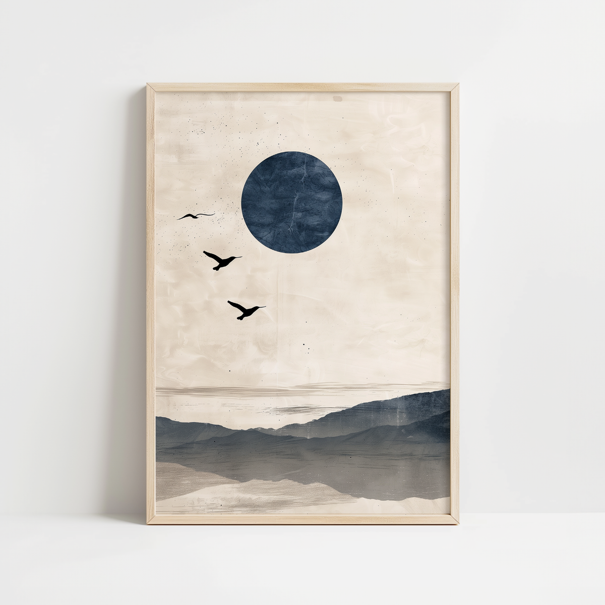 Japandi Deep Blue Sun Print