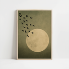 Japandi Green Moon Print