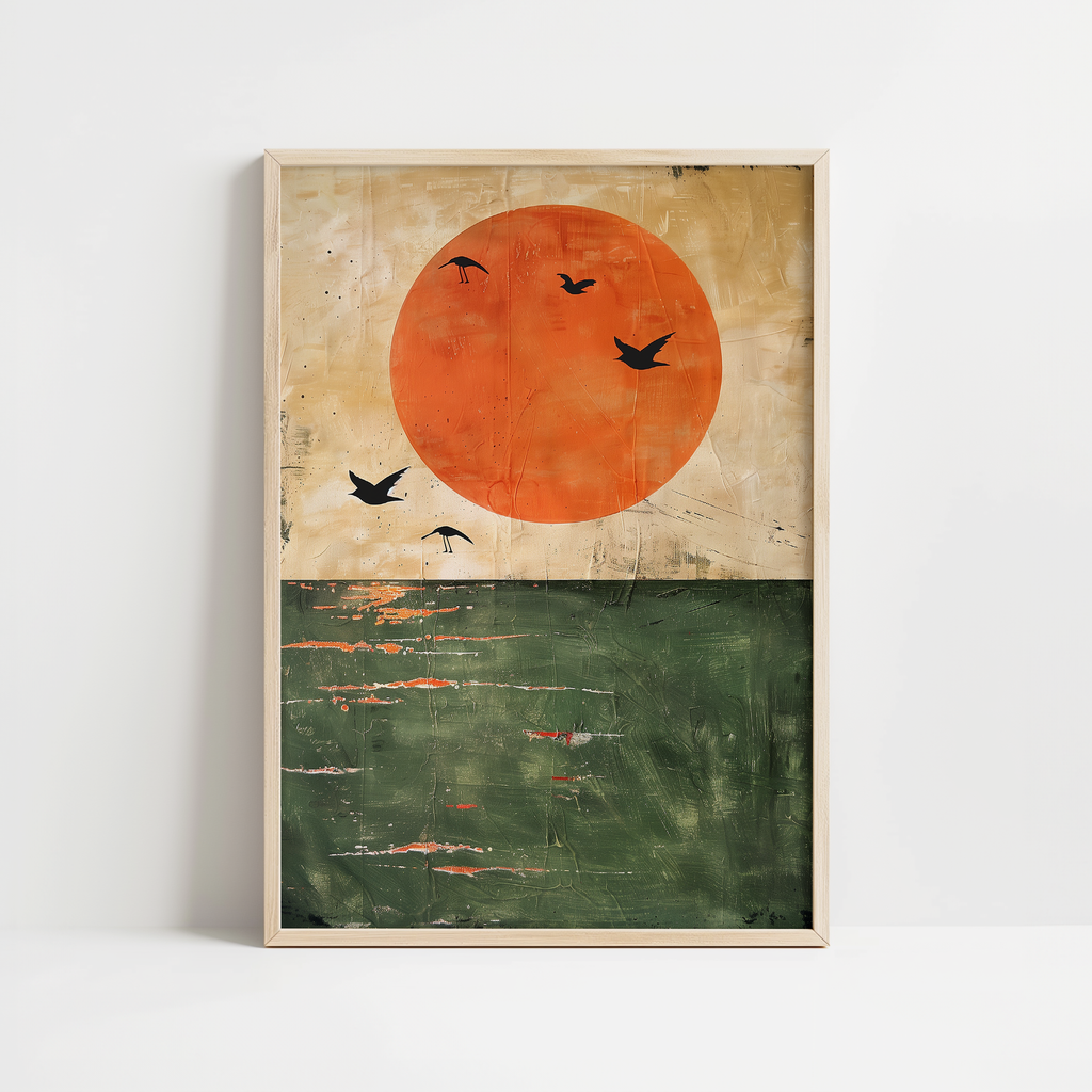 Japanese Rising Sun Birds Print
