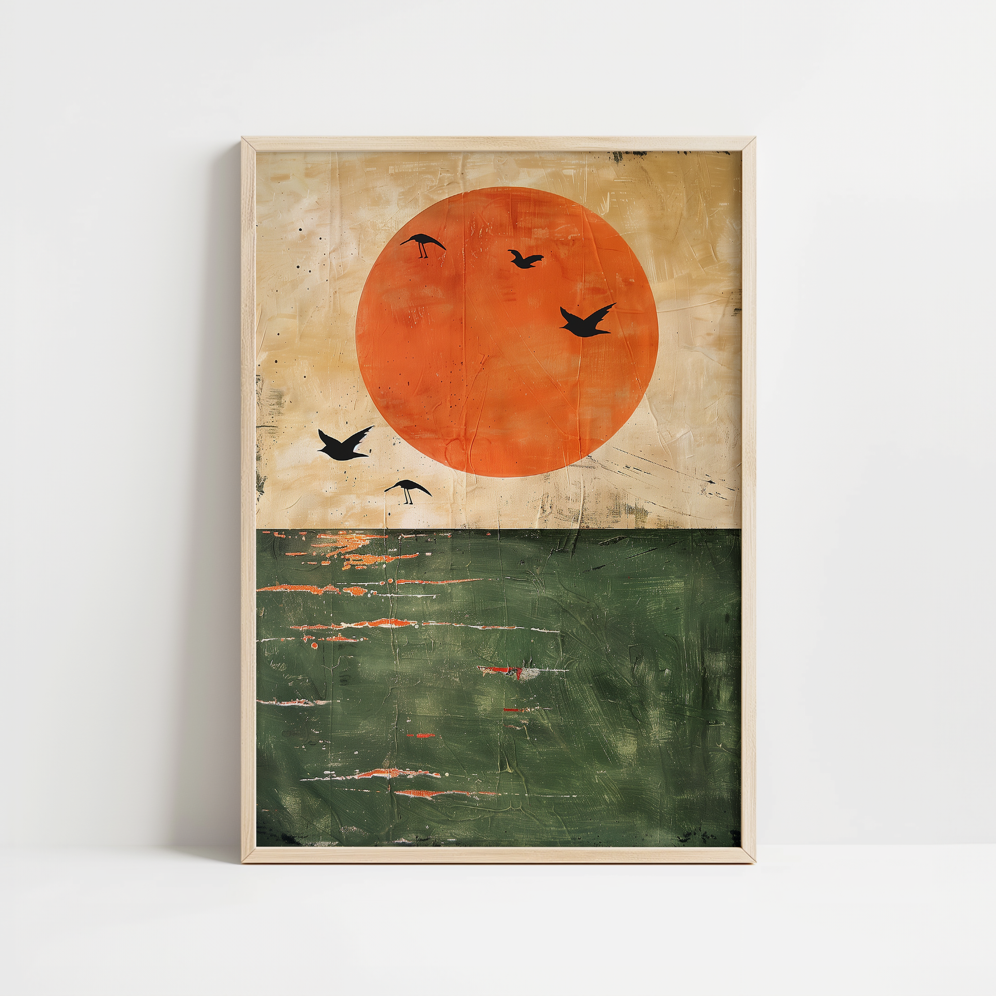 Japanese Rising Sun Birds Print