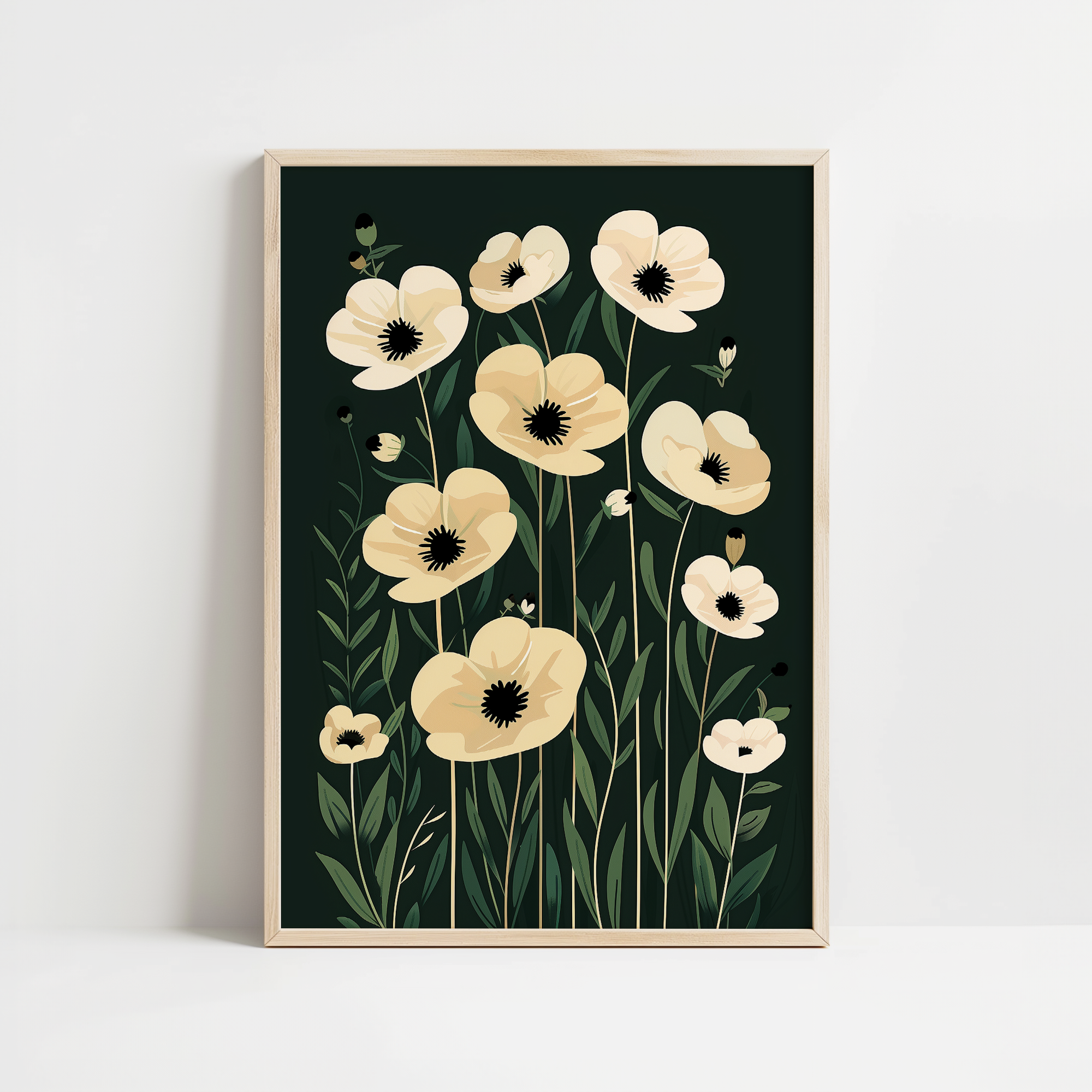 Soft Cream Florals Print