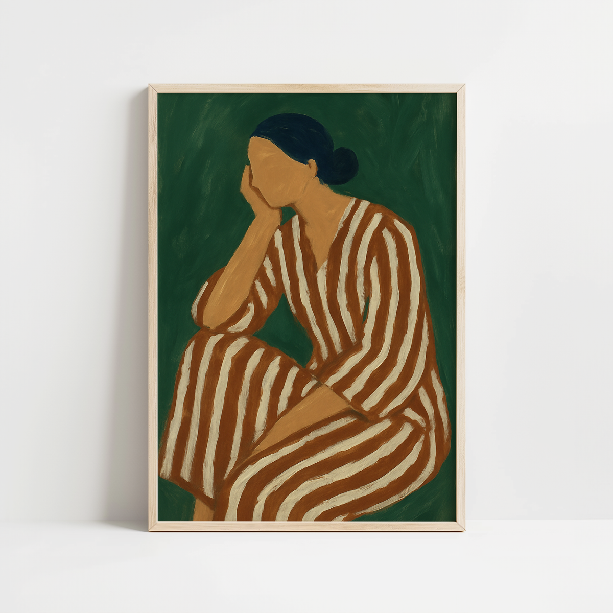 Green Calm Abstract Woman Print