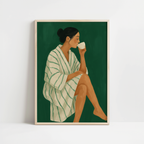 Abstract Green Portrait Modern Woman Print