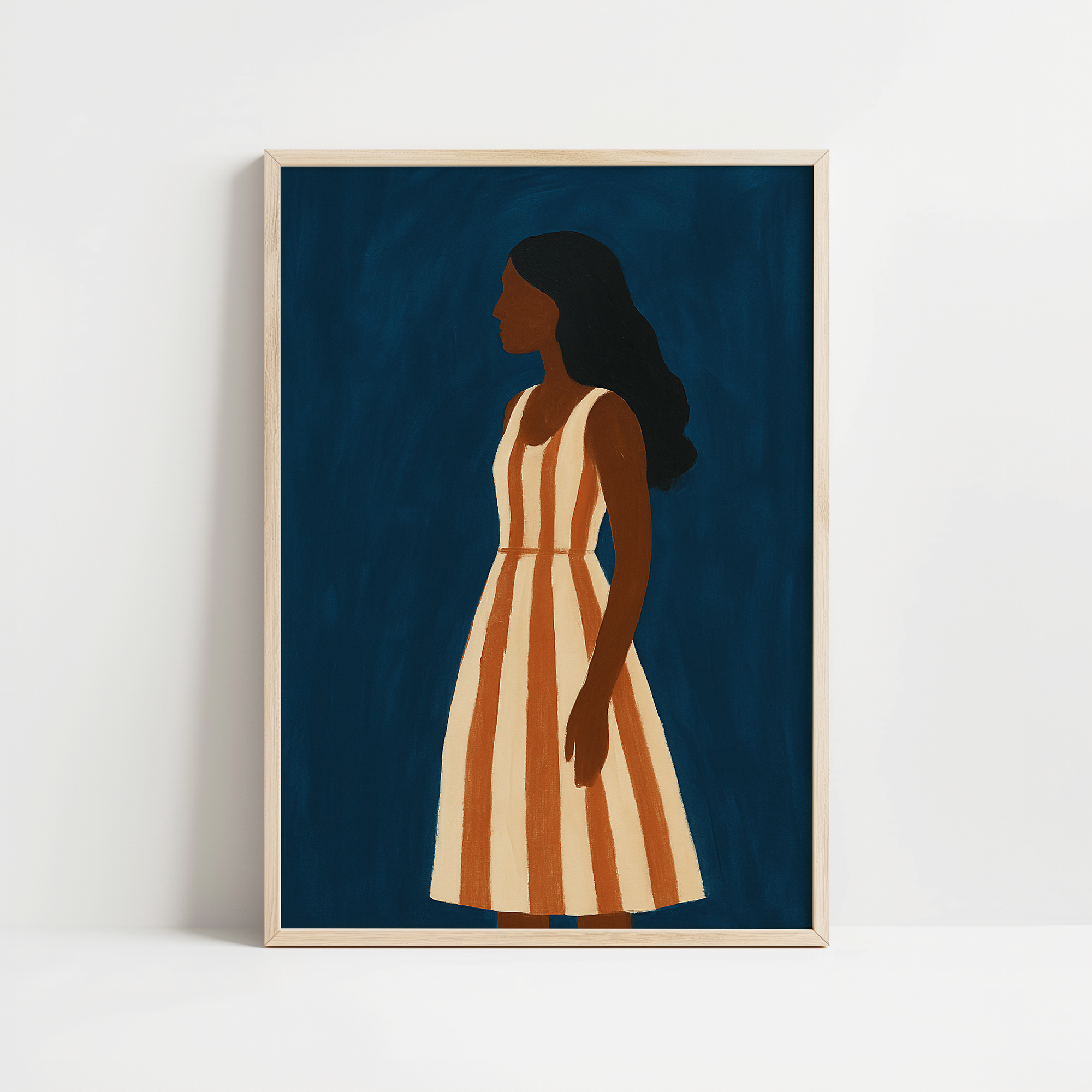 Scandinavian Blue Minimalist Portrait Print