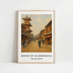 Abstract Japanese Village Print