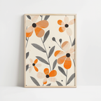 Retro Orange Florals Print