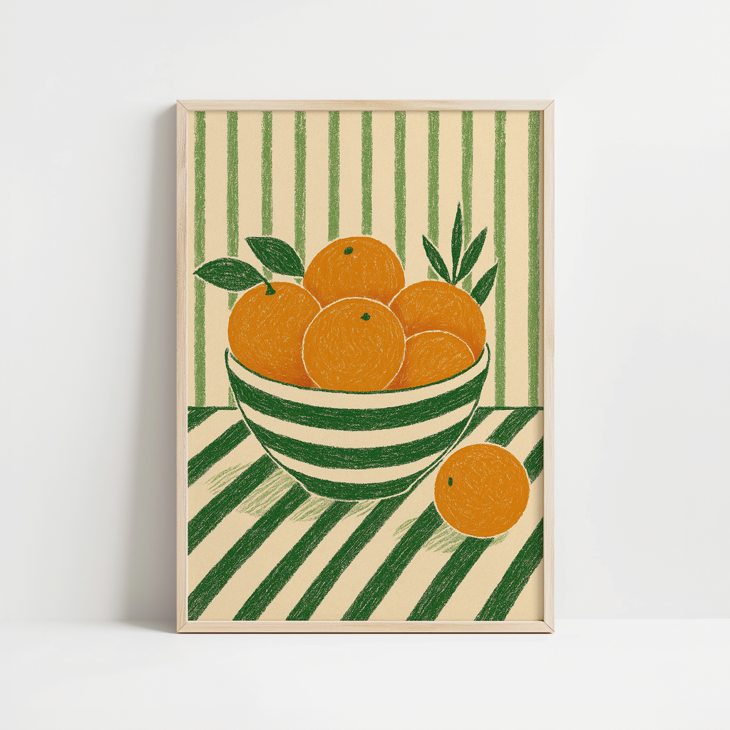 Striped Bowl Oranges Print