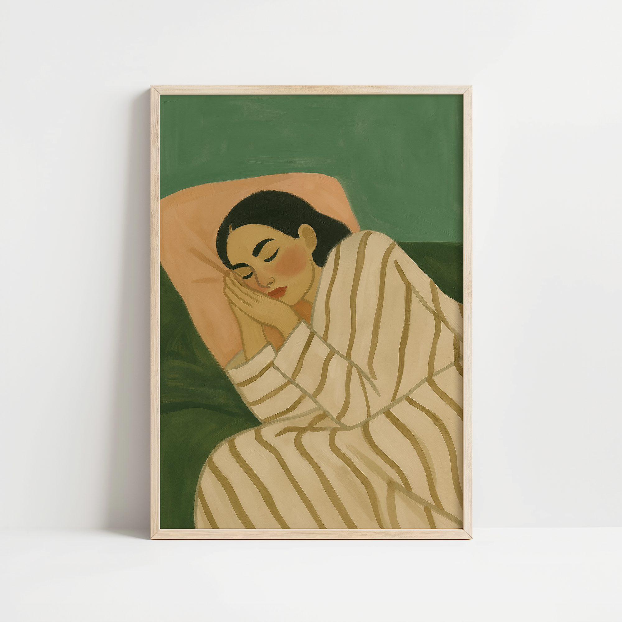 Green Minimalistic Woman Calm Print