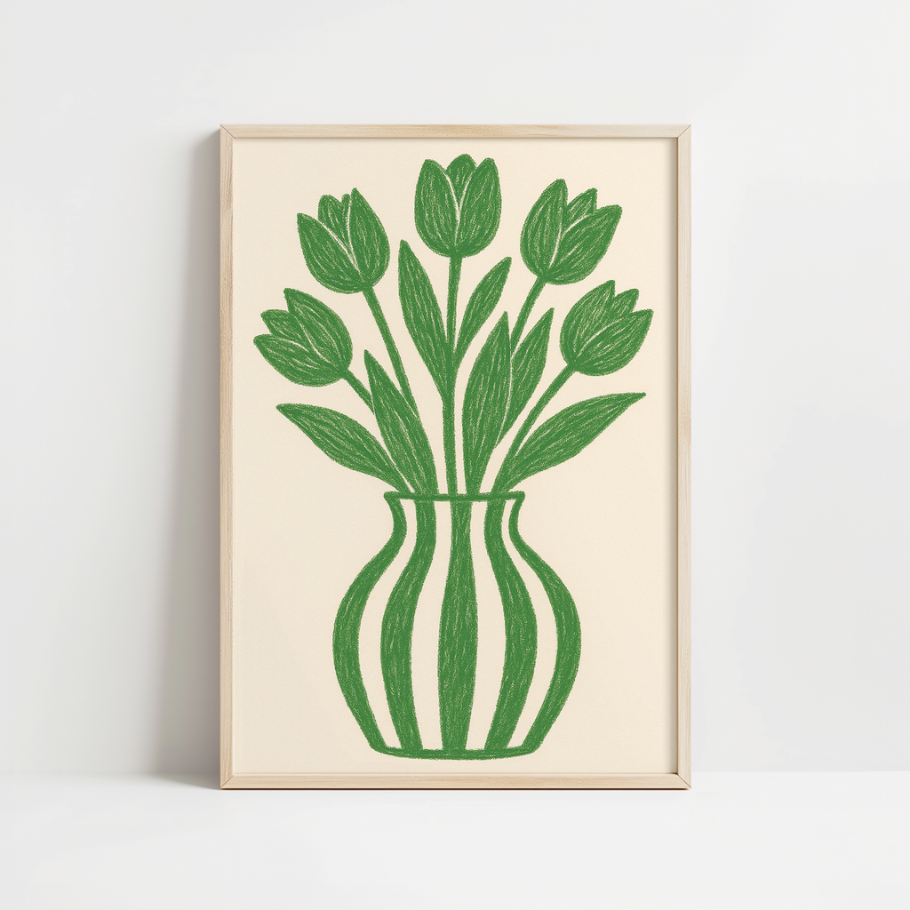 Scandinavian Green Vase Print