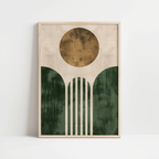 Artful Green Geometric Sun Print