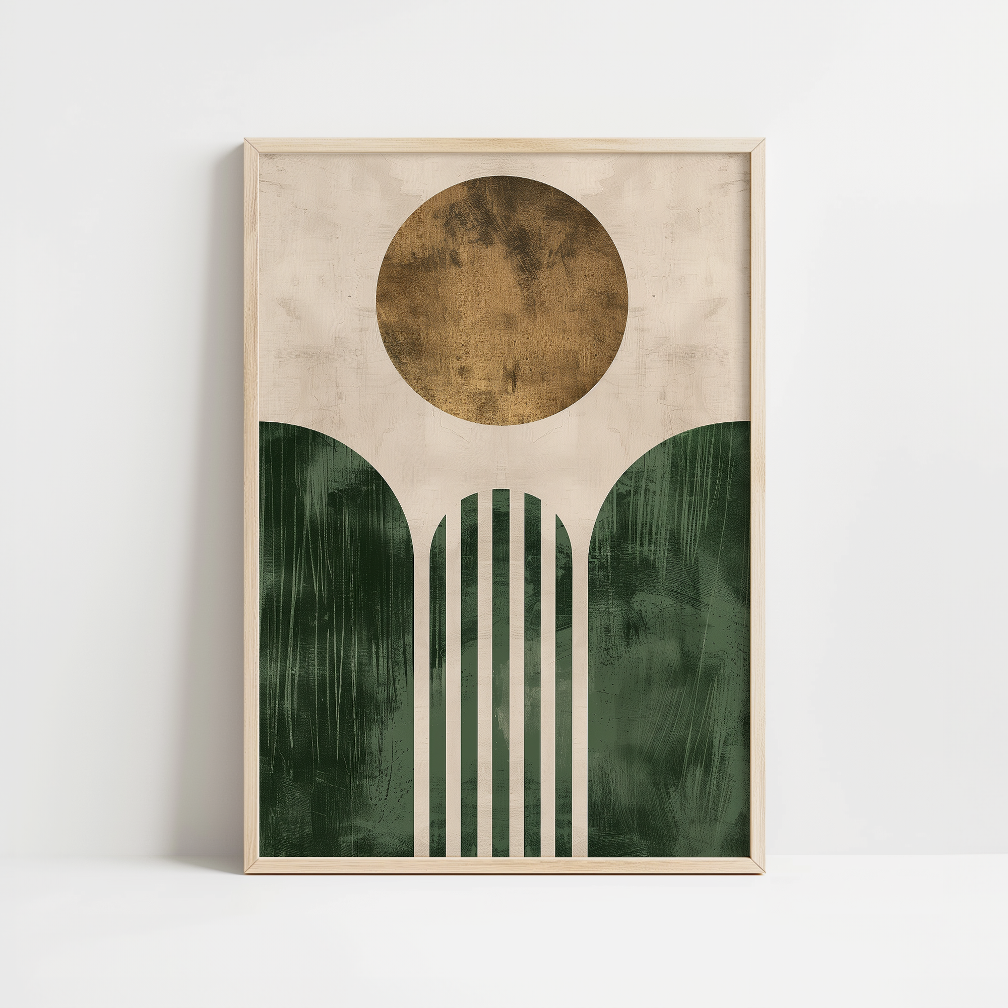 Artful Green Geometric Sun Print