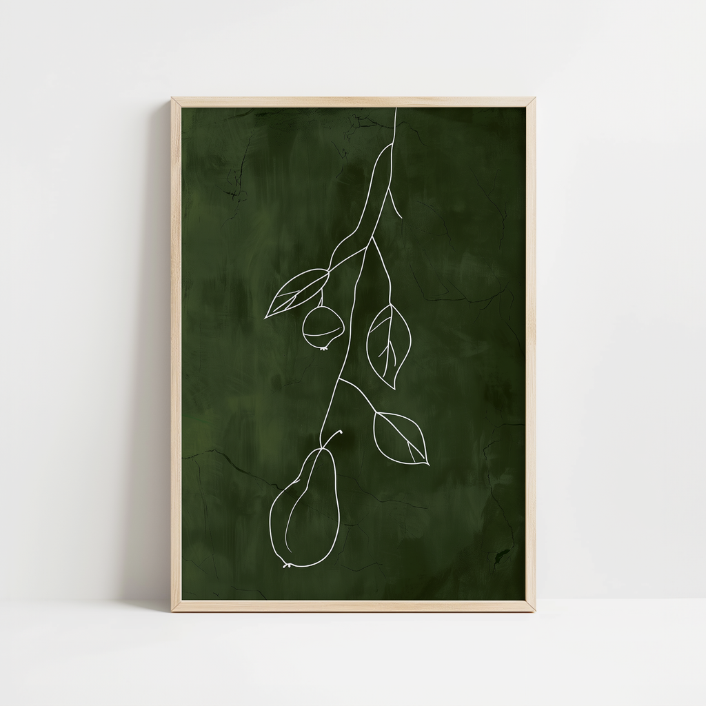 Minimalist Green Fruit Line Print