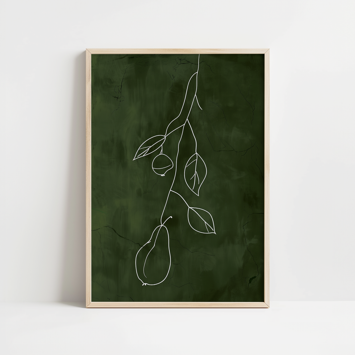 Minimalist Green Fruit Line Print