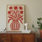 Minimalist Red Flowers Print