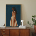 Scandinavian Blue Minimalist Portrait Print