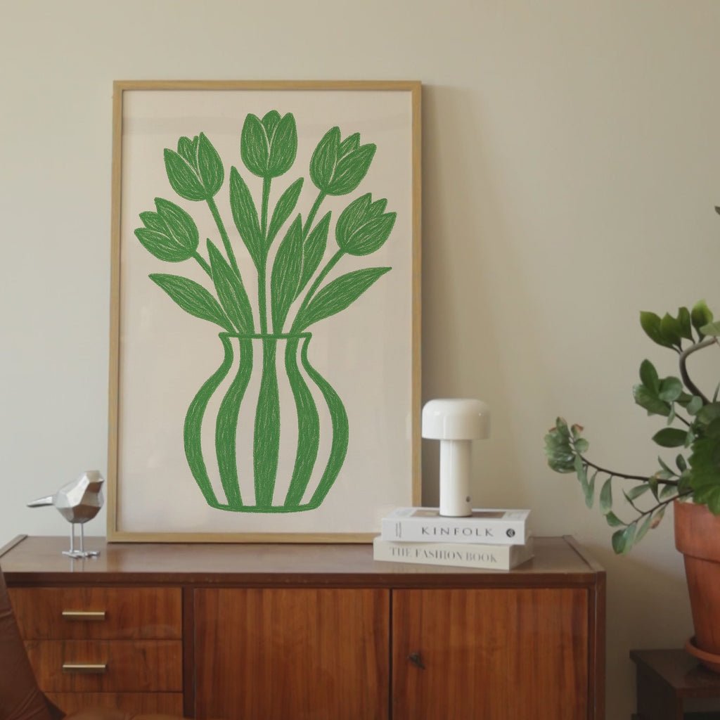 Scandinavian Green Vase Print