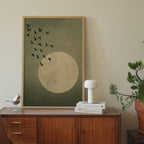 Japandi Green Moon Print