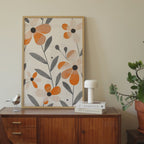 Retro Orange Florals Print