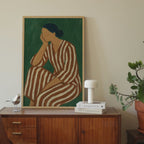 Green Calm Abstract Woman Print