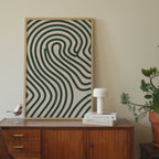 Abstract Green Wave Line Art Print