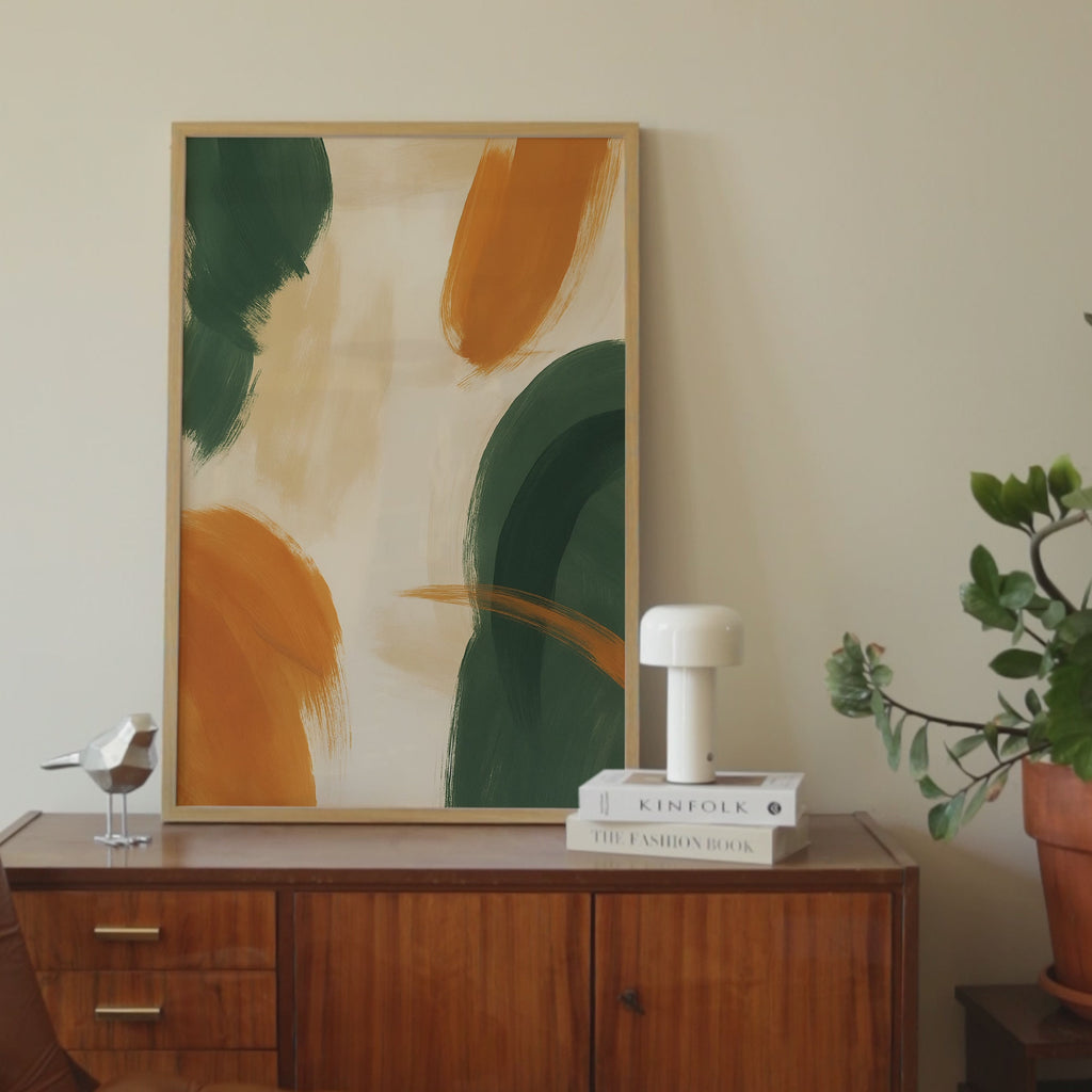 Terracotta Green Flow Print