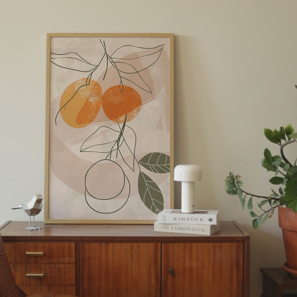Minimalist Orange Botanical Print
