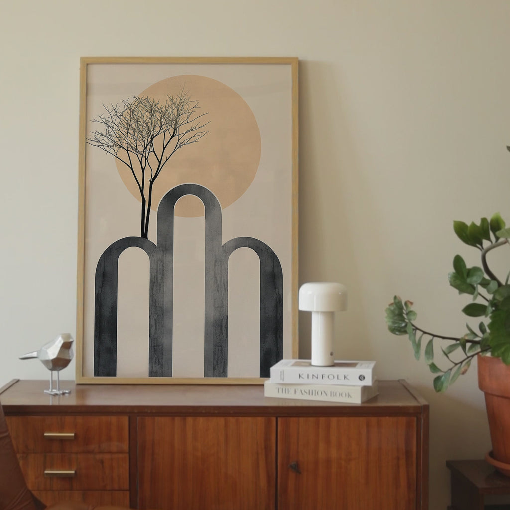 Arch & Sun Tree Silhouette Print