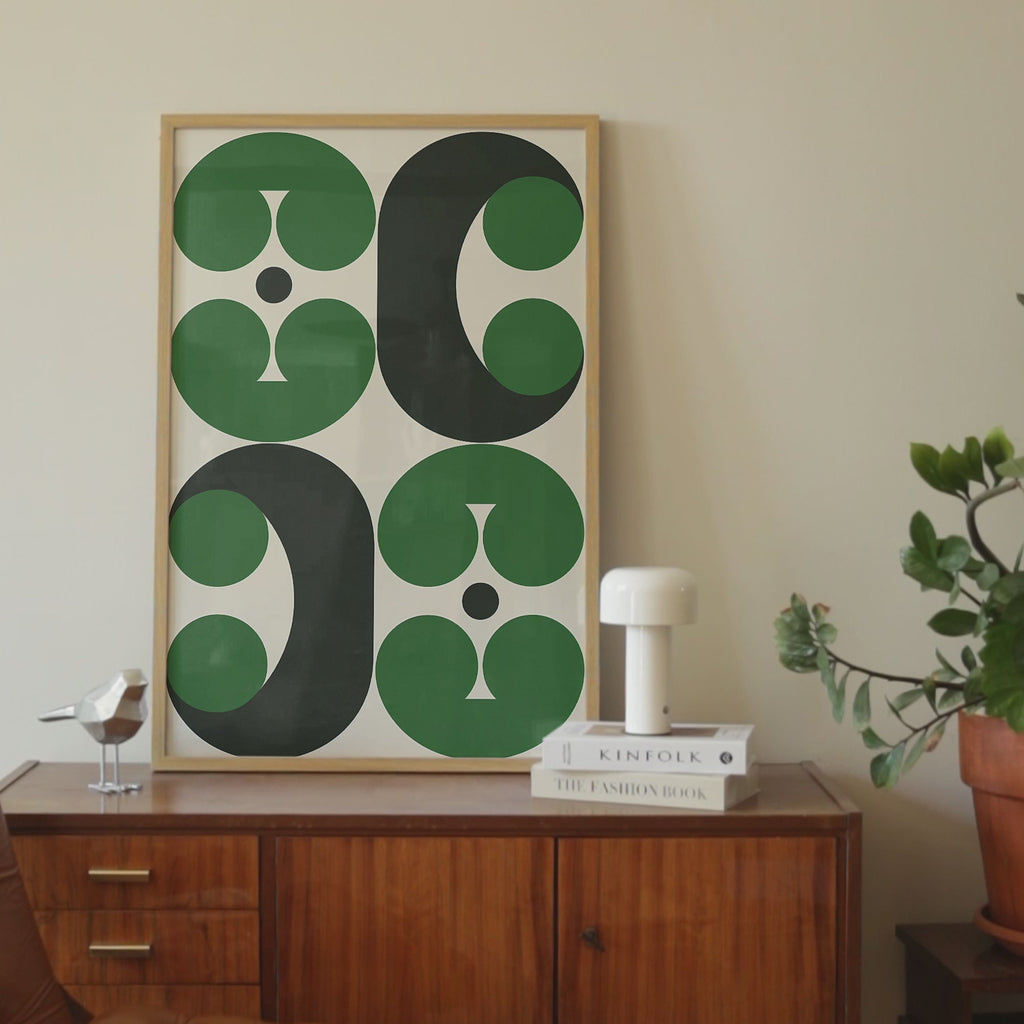 Graphic Retro Green Print