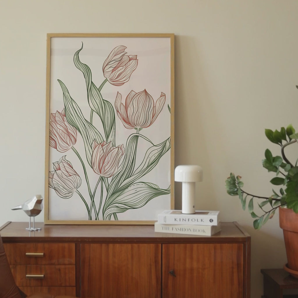 Elegant Tulip Lines Print