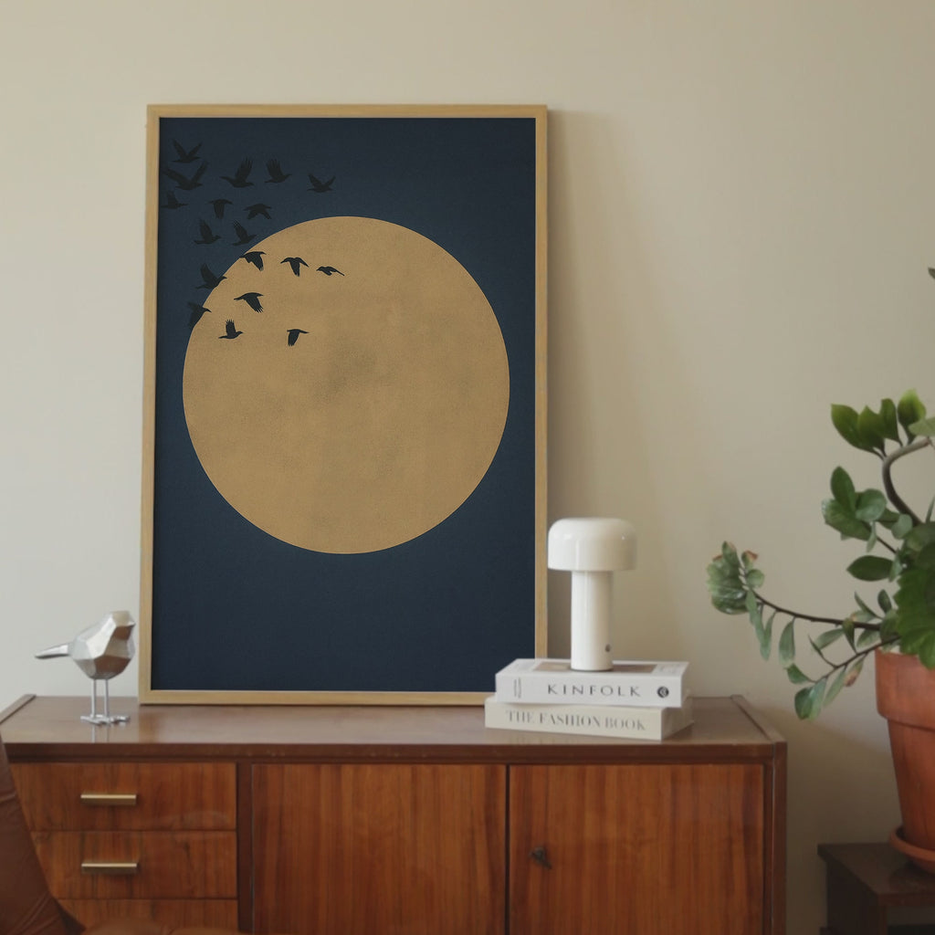Japandi Blue Moon Print
