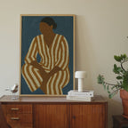 Blue Minimalist Woman Portrait Print