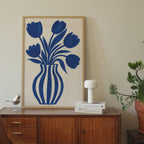 Minimalist Blue Flowers Print
