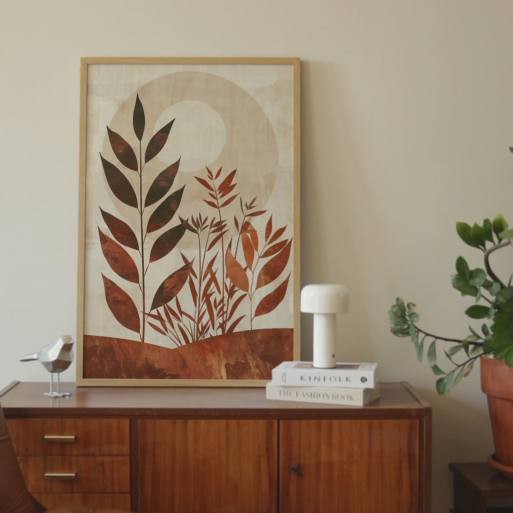 Flower Terracotta Sun Botanical Print