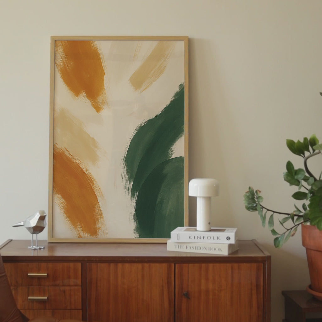 Terracotta Green Brushstrokes Print