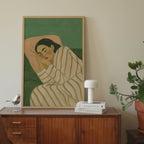 Green Minimalistic Woman Calm Print