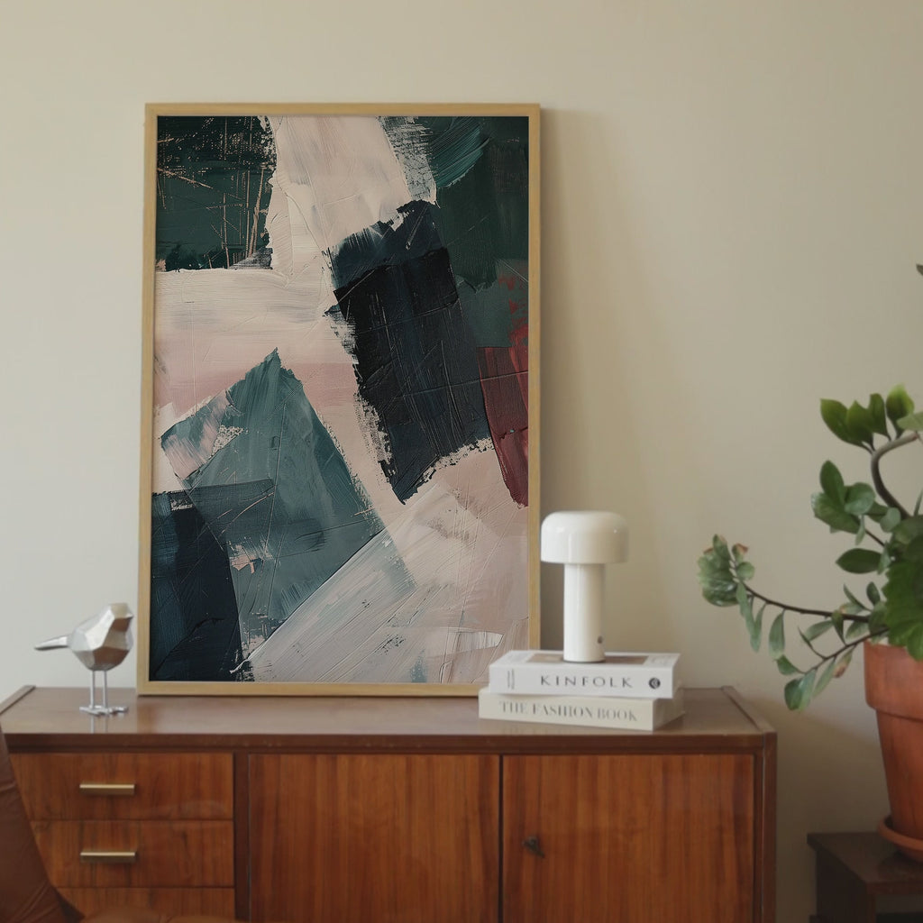 Deep Blue Burgundy Composition Print