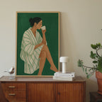 Abstract Green Portrait Modern Woman Print